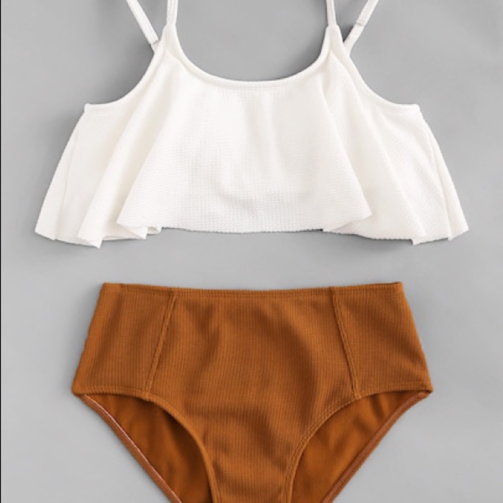 Two Tone Flounce Bikini Set